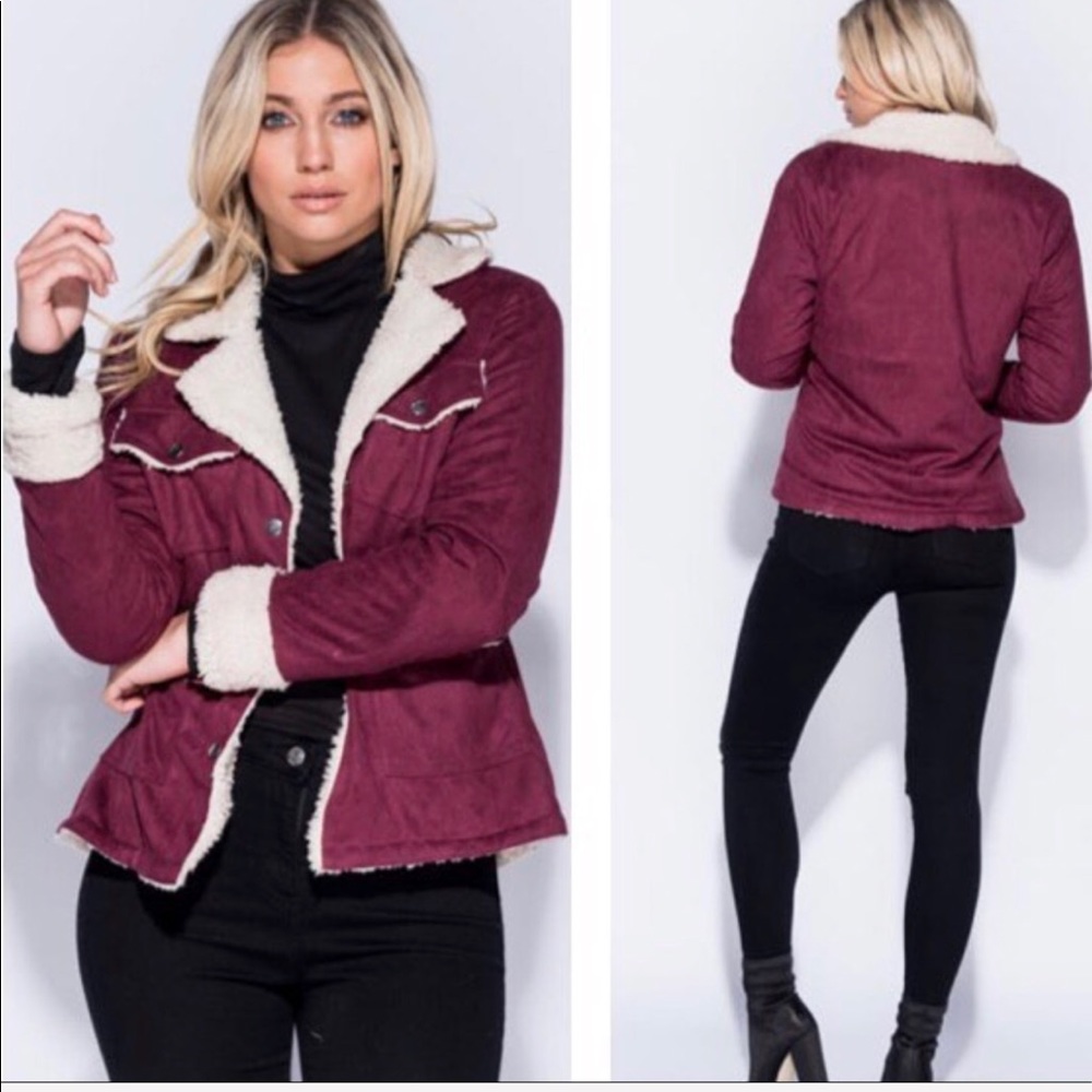 Faux Suede Wine Color Jacket